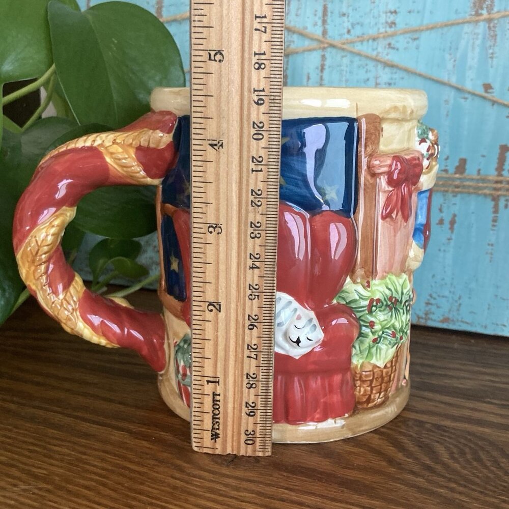 Christmas Mug 20oz Susan Winget Certified Intl. 3D Window Scene Fireplace - Picture 5 of 7